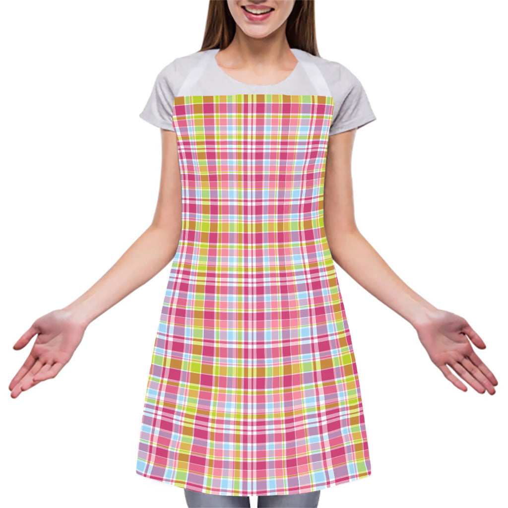 Cotton Candy Pastel Plaid Pattern Print Adjustable Apron