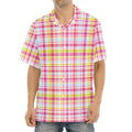Cotton Candy Pastel Plaid Pattern Print Aloha Shirt