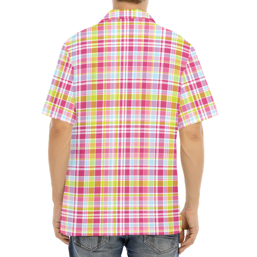 Cotton Candy Pastel Plaid Pattern Print Aloha Shirt