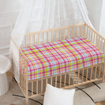 Cotton Candy Pastel Plaid Pattern Print Baby Crib Sheet