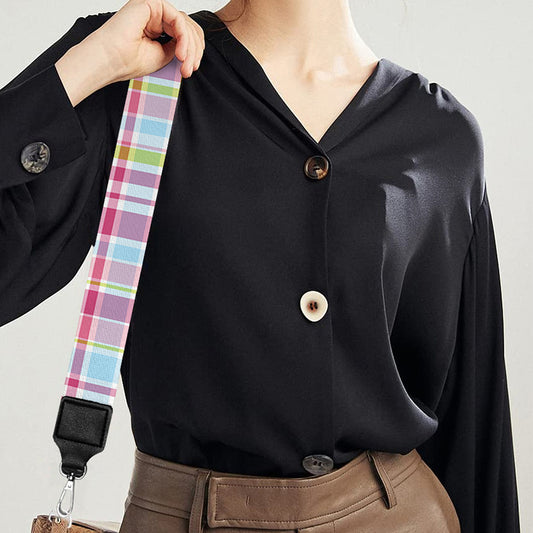 Cotton Candy Pastel Plaid Pattern Print Bag Strap