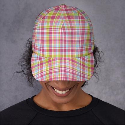 Cotton Candy Pastel Plaid Pattern Print Baseball Cap