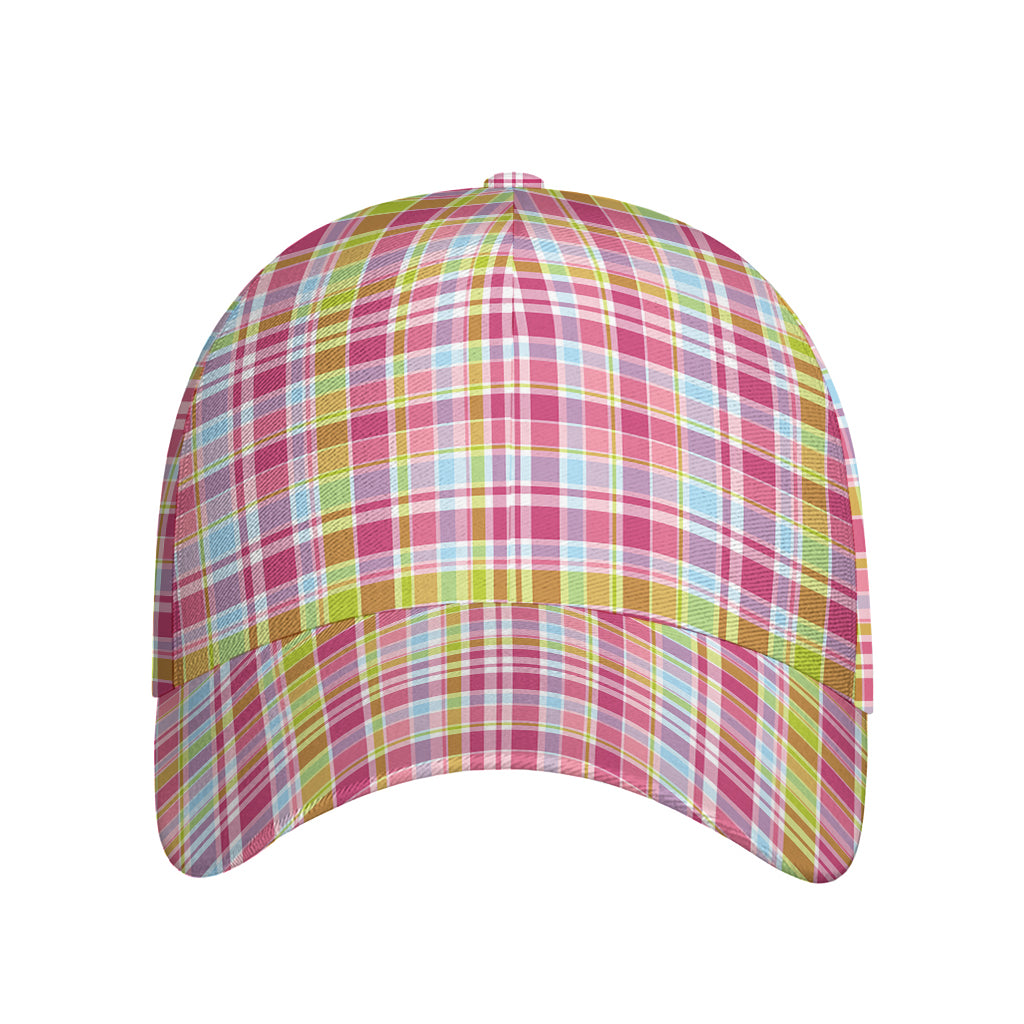 Cotton Candy Pastel Plaid Pattern Print Baseball Cap