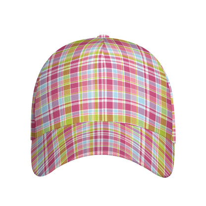 Cotton Candy Pastel Plaid Pattern Print Baseball Cap