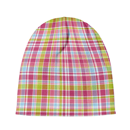 Cotton Candy Pastel Plaid Pattern Print Beanie