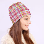 Cotton Candy Pastel Plaid Pattern Print Beanie