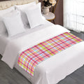 Cotton Candy Pastel Plaid Pattern Print Bed Runner