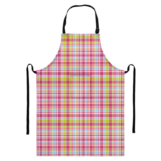 Cotton Candy Pastel Plaid Pattern Print Bib Apron With Pocket