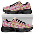 Cotton Candy Pastel Plaid Pattern Print Black Chunky Shoes