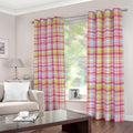Cotton Candy Pastel Plaid Pattern Print Dimout Grommet Curtains