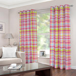 Cotton Candy Pastel Plaid Pattern Print Blackout Grommet Curtains