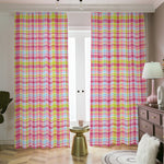 Cotton Candy Pastel Plaid Pattern Print Blackout Pencil Pleat Curtains