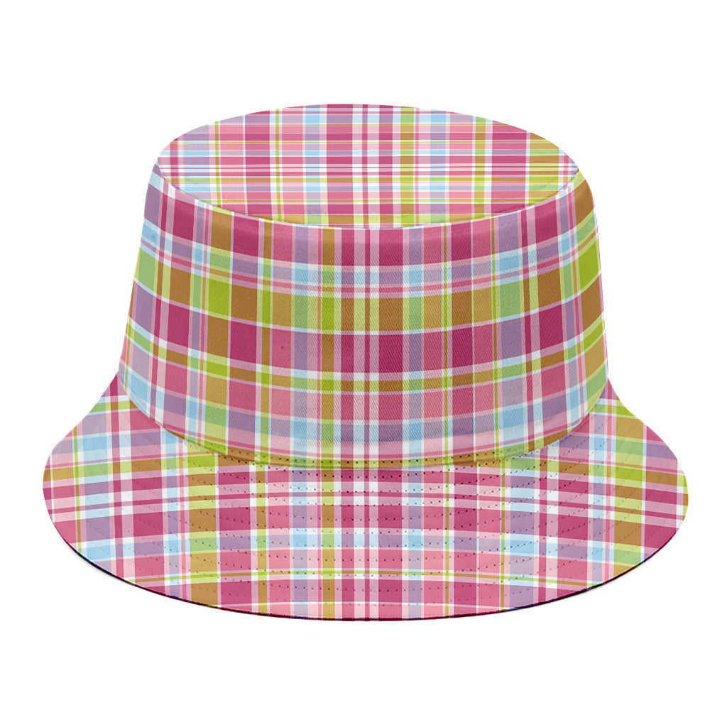 Cotton Candy Pastel Plaid Pattern Print Bucket Hat