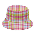 Cotton Candy Pastel Plaid Pattern Print Bucket Hat