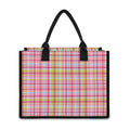 Cotton Candy Pastel Plaid Pattern Print Canvas Tote Bag