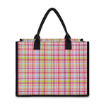 Cotton Candy Pastel Plaid Pattern Print Canvas Tote Bag