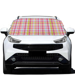 Cotton Candy Pastel Plaid Pattern Print Car Windshield Snow Cover