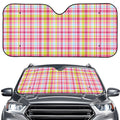 Cotton Candy Pastel Plaid Pattern Print Car Windshield Sun Shade
