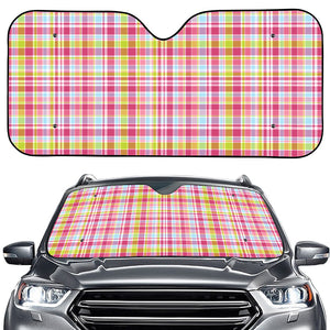 Cotton Candy Pastel Plaid Pattern Print Car Windshield Sun Shade