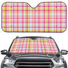 Cotton Candy Pastel Plaid Pattern Print Car Windshield Sun Shade