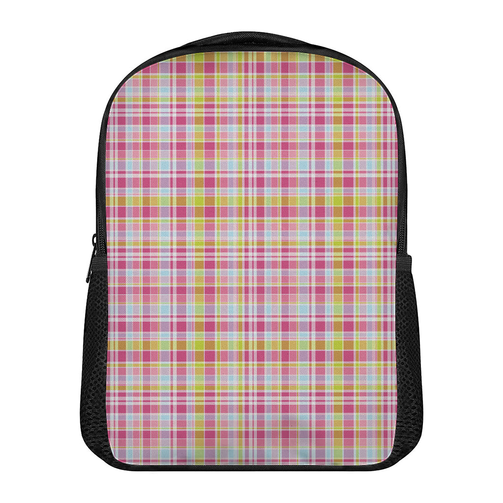 Cotton Candy Pastel Plaid Pattern Print Casual Backpack