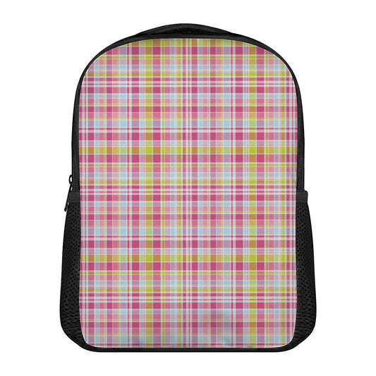 Cotton Candy Pastel Plaid Pattern Print Casual Backpack