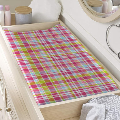 Cotton Candy Pastel Plaid Pattern Print Changing Pad Cover
