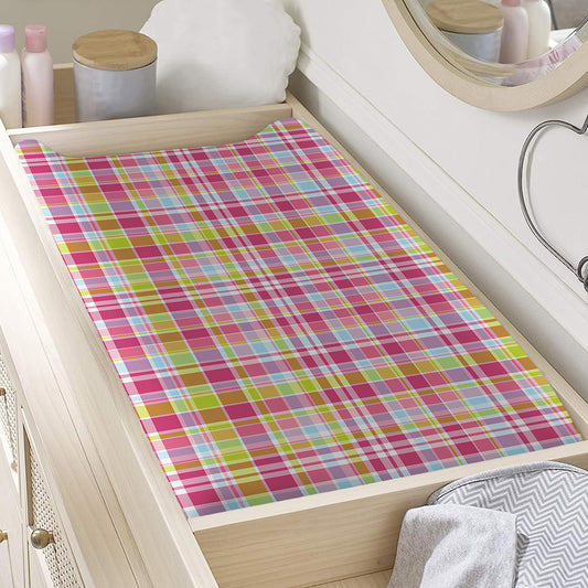 Cotton Candy Pastel Plaid Pattern Print Changing Pad Cover