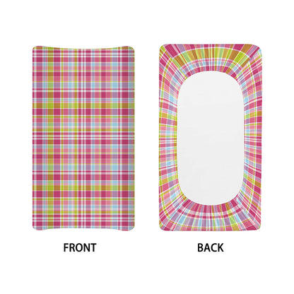 Cotton Candy Pastel Plaid Pattern Print Changing Pad Cover