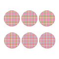 Cotton Candy Pastel Plaid Pattern Print Coaster Set