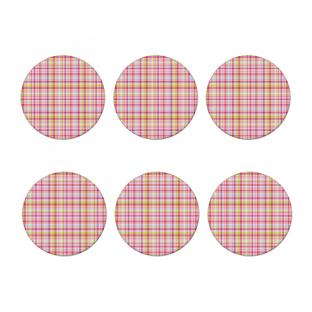 Cotton Candy Pastel Plaid Pattern Print Coaster Set