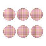 Cotton Candy Pastel Plaid Pattern Print Coaster Set