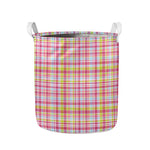 Cotton Candy Pastel Plaid Pattern Print Collapsible Laundry Basket