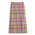 Cotton Candy Pastel Plaid Pattern Print Cotton Front Slit Maxi Skirt
