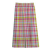 Cotton Candy Pastel Plaid Pattern Print Cotton Front Slit Maxi Skirt