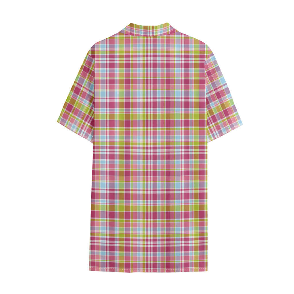 Cotton Candy Pastel Plaid Pattern Print Cotton Hawaiian Shirt