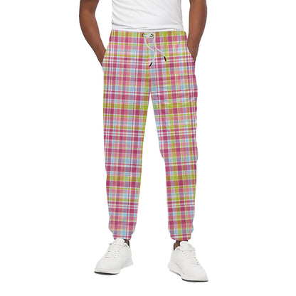 Cotton Candy Pastel Plaid Pattern Print Cotton Pants