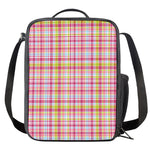Cotton Candy Pastel Plaid Pattern Print Crossbody Lunch Bag