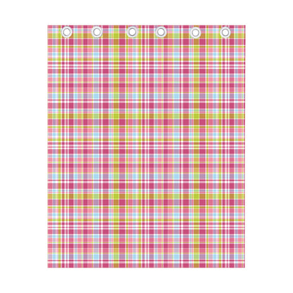 Cotton Candy Pastel Plaid Pattern Print Curtain