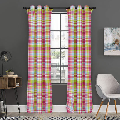 Cotton Candy Pastel Plaid Pattern Print Curtain