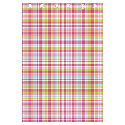 Cotton Candy Pastel Plaid Pattern Print Curtain