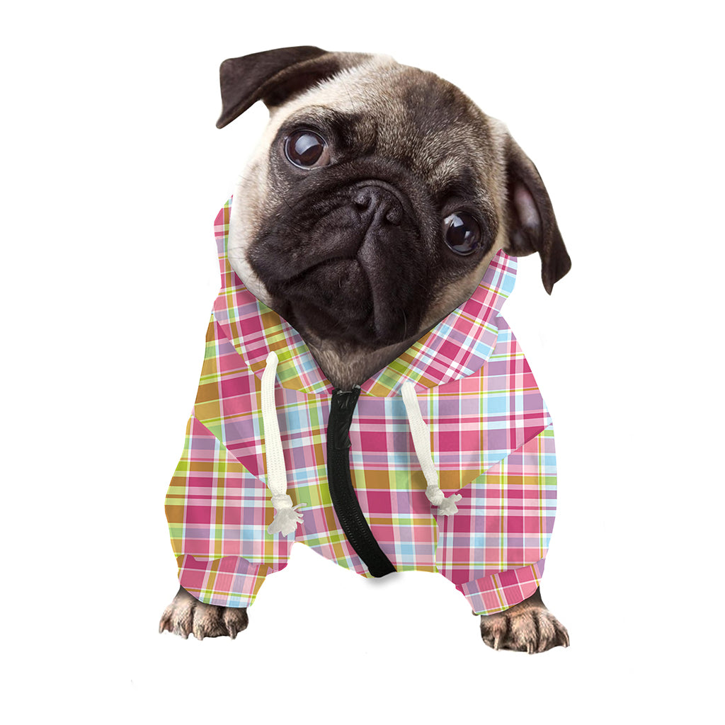 Cotton Candy Pastel Plaid Pattern Print Dog Zip Up Hoodie