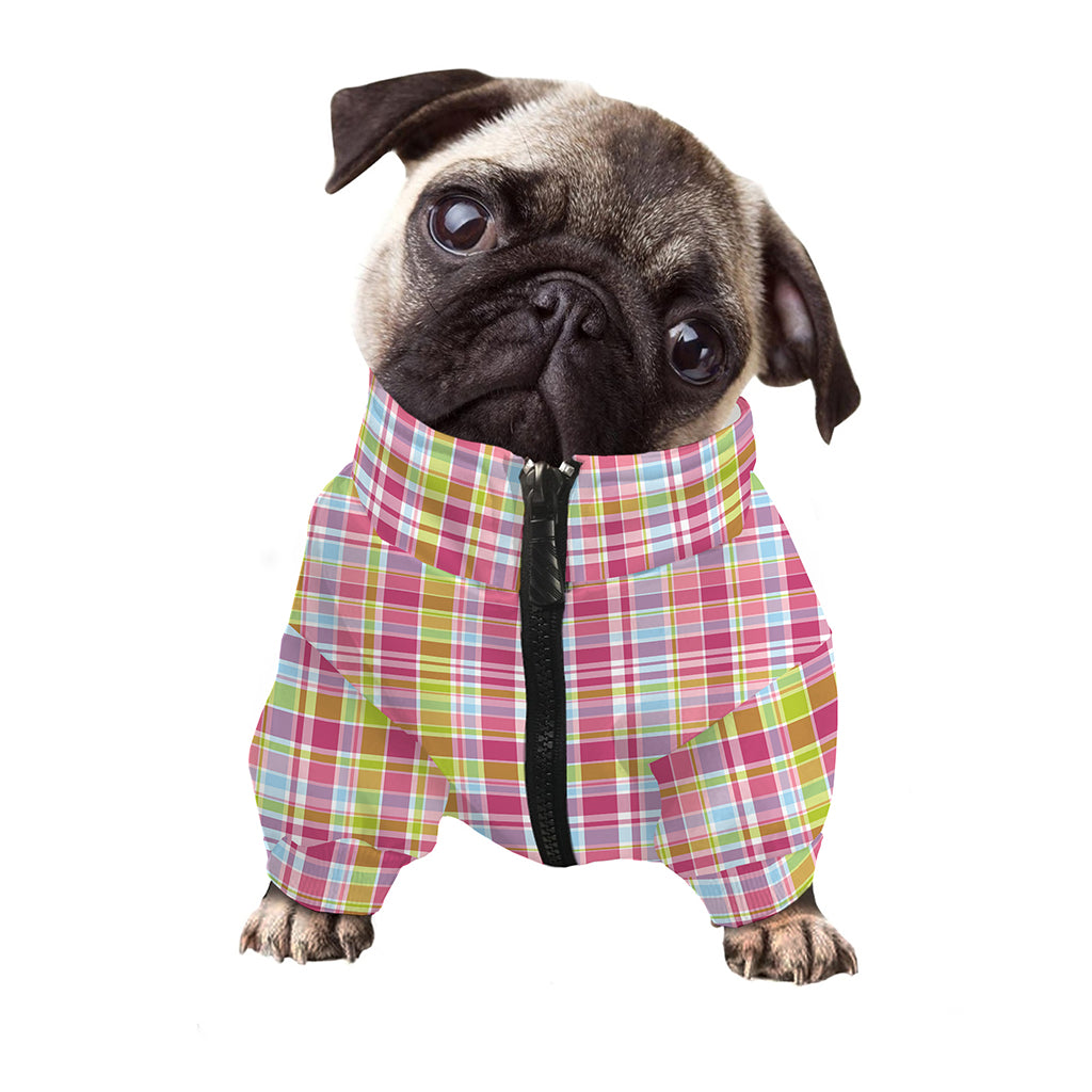 Cotton Candy Pastel Plaid Pattern Print Dog Zip Up Jacket