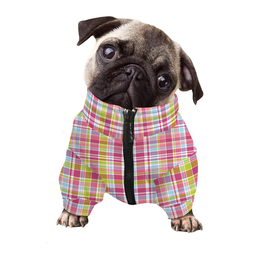 Cotton Candy Pastel Plaid Pattern Print Dog Zip Up Jacket