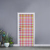 Cotton Candy Pastel Plaid Pattern Print Door Sticker