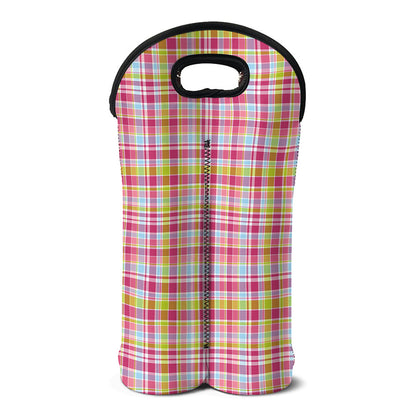 Cotton Candy Pastel Plaid Pattern Print Double Neoprene Wine Tote