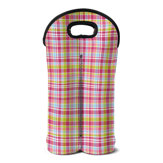 Cotton Candy Pastel Plaid Pattern Print Double Neoprene Wine Tote