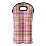 Cotton Candy Pastel Plaid Pattern Print Double Neoprene Wine Tote