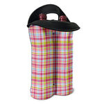 Cotton Candy Pastel Plaid Pattern Print Double Neoprene Wine Tote