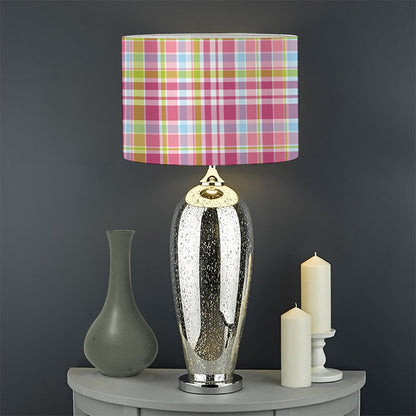 Cotton Candy Pastel Plaid Pattern Print Drum Lamp Shade